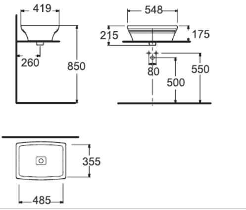 Những kích thước lavabo đặt bàn tiêu chuẩn hiện nay